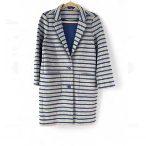 Kate Spade Blue and Gray Striped Coat - S